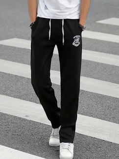 Black Loose Band Plus Size Men Pants for Casual Sporty