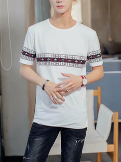 White Loose Located Printing T-Shirt Men Shirt for Casual Party