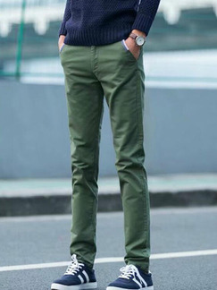 Army Green Slim Straight Men Pants for Casual Party