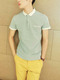 Gray and White Slim Contrast Polo T-Shirt Men Shirt for Casual