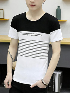 Black and White Slim Contrast T-Shirt Men Shirt for Casual Party