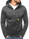 Black and Gray Loose Zipper Long Sleeve Men Hoodie for Casual Sporty
