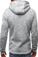 Light Gray Loose Zipper Long Sleeve Men Hoodie for Casual