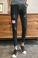 Black Slim Denim Holes Long Men Pants for Casual