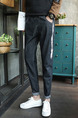 Black Loose Denim Contrast Side Long Men Pants for Casual Sporty