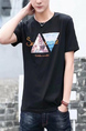 Black Slim Linking Pattern Letter Men Shirt for Casual