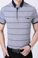 Light Gray Loose Lapel Stripe Plus Size Men Shirt for Casual Office