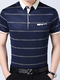 Navy Blue Loose Lapel Stripe Plus Size Men Shirt for Casual Office