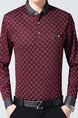 Wine Red Slim Lapel Grid Plus Size Long Sleeve Men Shirt for Casual Office Evening