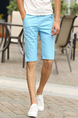 Sky Blue Slim Straight Men Shorts for Casual