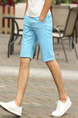 Sky Blue Slim Straight Men Shorts for Casual