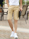 Khaki Slim Straight Men Shorts for Casual