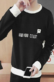 Black Loose Contrast Linking Letter Long Sleeve Men Sweater for Casual Sporty