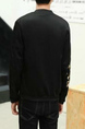 Black Slim Stand Collar Embroidery Long Sleeve Men Coat for Casual