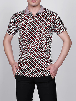 Red Loose Plus Size Lapel Grid Linking Leisure Collar Men Shirt for Casual Party Office