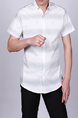 White and Green Slim Plus Size Lapel Leisure Linking Single-breasted Collar Button-Down Men Shirt for Casual Party Office