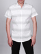 White and Green Slim Plus Size Lapel Leisure Linking Single-breasted Collar Button-Down Men Shirt for Casual Party Office