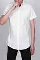 White Slim Plus Size Lapel Leisure Linking Single-breasted Collar Button-Down Men Shirt for Casual Party Office