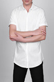 White Slim Plus Size Lapel Leisure Linking Single-breasted Collar Button-Down Men Shirt for Casual Party Office