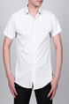 White Slim Plus Size Lapel Leisure Linking Single-breasted Collar Button-Down Men Shirt for Casual Party Office