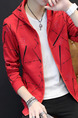 Red Plus Size Slim Printed Hooded Zipper Front Long Sleeve Men Sweater for Casual