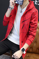 Red Plus Size Slim Printed Hooded Zipper Front Long Sleeve Men Sweater for Casual