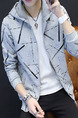 Grey Plus Size Slim Printed Hooded Zipper Front Long Sleeve Men Sweater for Casual