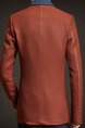 Brown Plus Size Slim Lapel Buttons Contrast Fillet Pockets Long Sleeve Men Suit for Evening Office