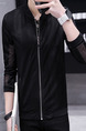 Black Plus Size Slim Stand Collar Cut Out See-Through Long Sleeve Men Jacket for Casual