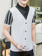 White and Black Plus Size Slim Seem-Two Contrast Linking Stripe Lapel Buttons Men Shirt for Casual
