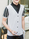 White and Black Plus Size Slim Seem-Two Contrast Linking Stripe Lapel Buttons Men Shirt for Casual
