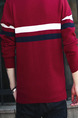 Red White and Black Plus Size Slim V Neck Contrast Stripe Long Sleeve Men Sweater for Casual