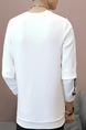 White Plus Size Slim Round Neck Contrast Linking Letter Printed Long Sleeve Men Sweater for Casual