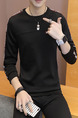 Black Plus Size Slim Round Neck Contrast Linking Letter Printed Long Sleeve Men Sweater for Casual