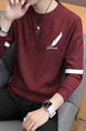 Red Plus Size Slim Contrast Linking Embroidery Round Neck Men Sweater for Casual