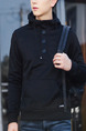 Black Plus Size Slim Hooded Buttons Pockets Long Sleeve Men Hoodies for Casual
