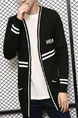 Black Plus Size Loose Contrast Linking V Neck Pockets Three-Buttons Long Sleeve Men Cardigan for Casual