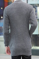 Grey Plus Size Slim V Neck Single-Breasted Pockets Long Sleeve Men Sweater for Casual