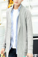 Grey Plus Size Slim Lapel Pockets Long Sleeve Men Cardigan for Casual