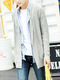 Grey Plus Size Slim Lapel Pockets Long Sleeve Men Cardigan for Casual
