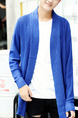 Blue Plus Size Slim Lapel Pockets Long Sleeve Men Cardigan for Casual