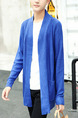 Blue Plus Size Slim Lapel Pockets Long Sleeve Men Cardigan for Casual