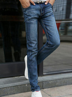 Dark Blue Slim Denim Men Pants for Casual