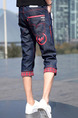 Navy Blue Loose Denim Contrast Men Shorts for Casual