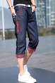 Navy Blue Loose Denim Contrast Men Shorts for Casual