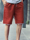 Red Loose Pure Color Plus Size Men Shorts for Casual Sporty