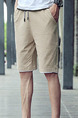 Khaki Loose Pure Color Plus Size Men Shorts for Casual Sporty