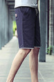 Navy Blue Loose Pure Color Men Shorts for Casual Sporty
