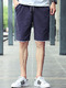 Navy Blue Loose Pure Color Men Shorts for Casual Sporty