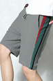 Gray Loose Side Stripe Plus Size Men Shorts for Casual Sporty